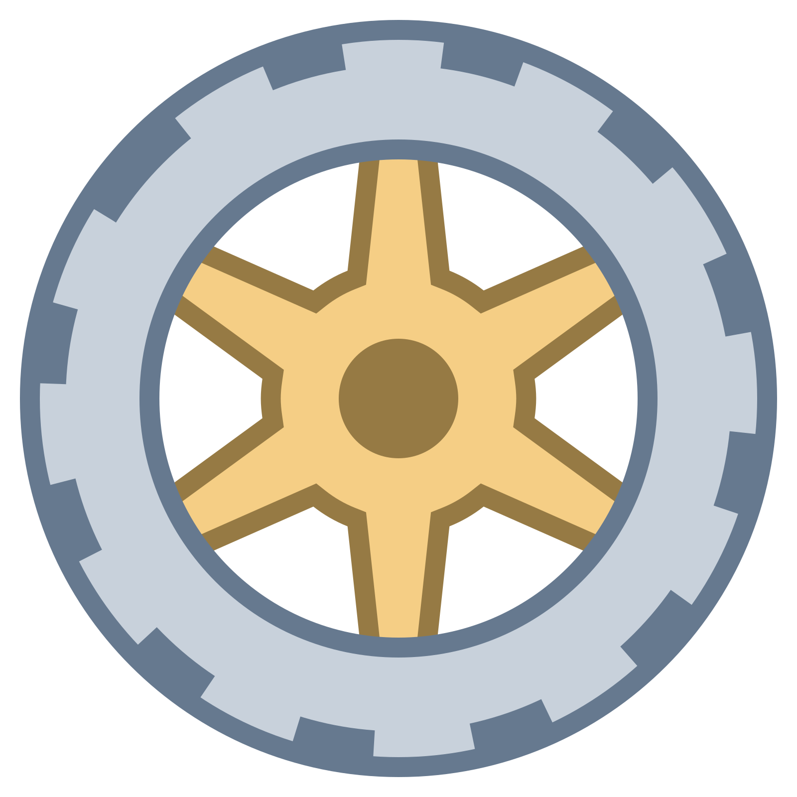 wheel is a circle with multiple layers of steel rims.