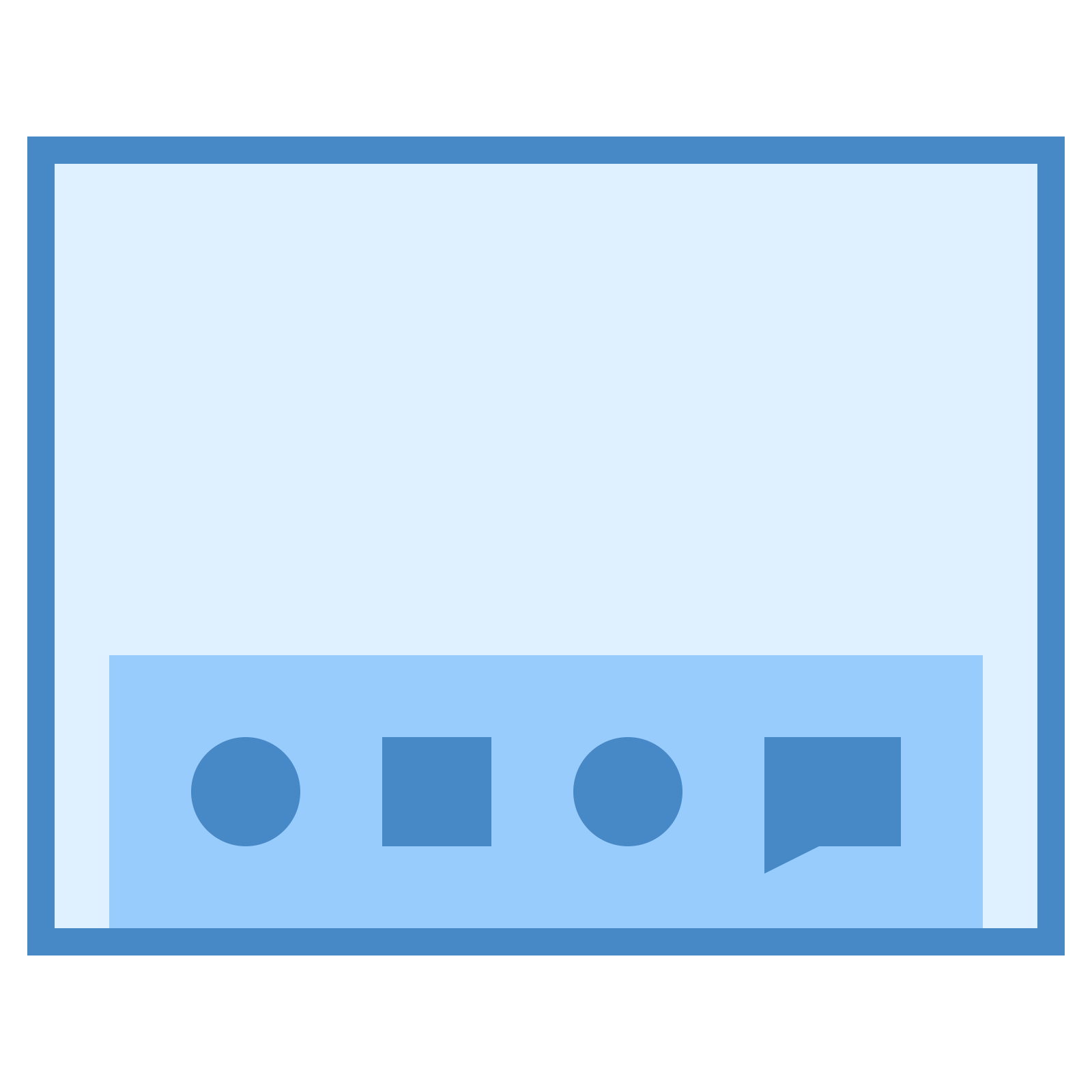 in the bottom of the rectangle is a dock with four small