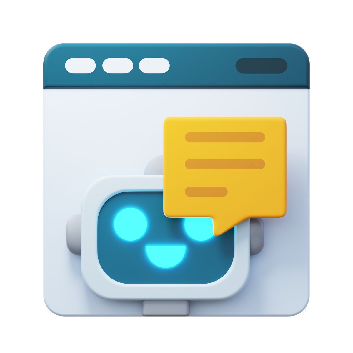 3d fluency style 3d ai chatbot in browser window icon