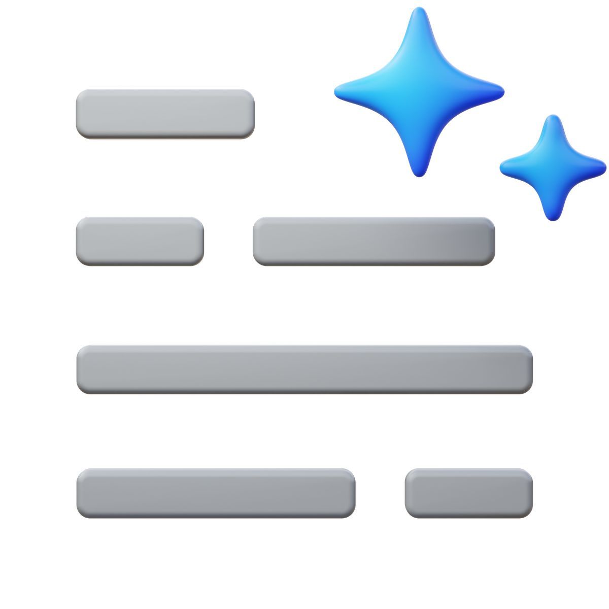 3d fluency style testo generato dall'intelligenza artificiale icon