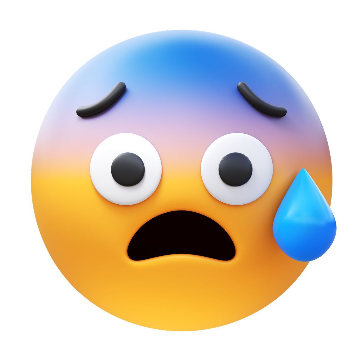 3d fluency style anxious face with sweat icon