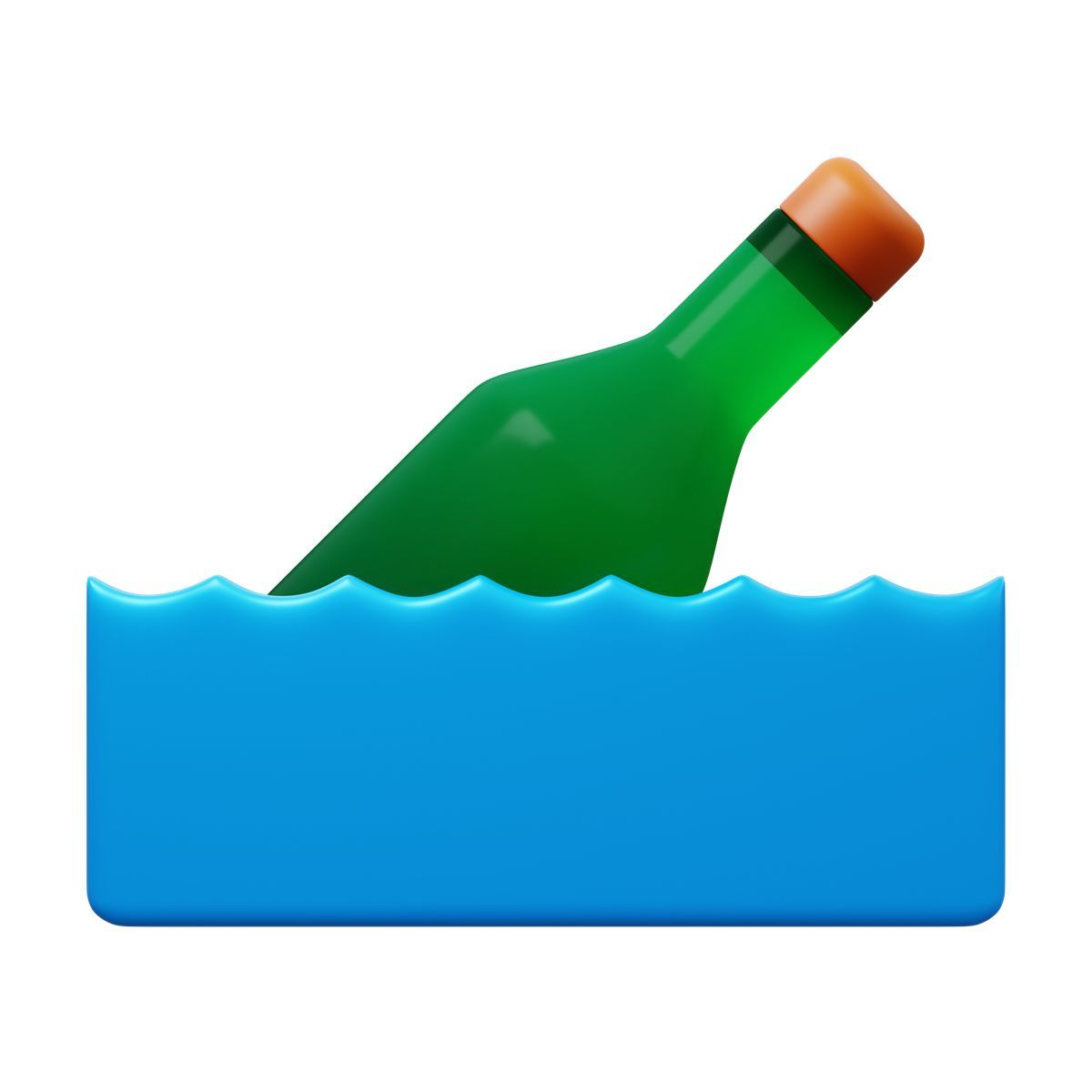 3d fluency style bouteille flottant dans l'eau icon