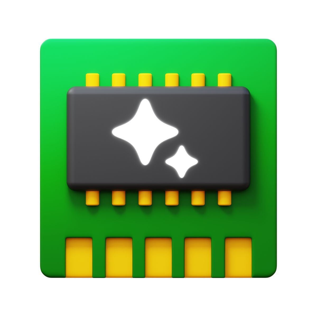 icono green ai chip 3d fluency estilo