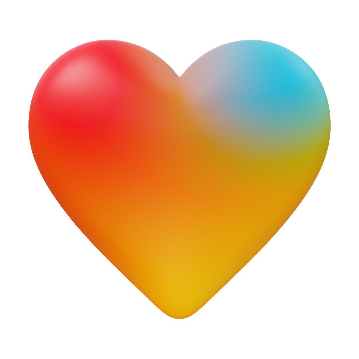 3d fluency 风格 heart shape with red yellow blue gradient colors and highlight 图标