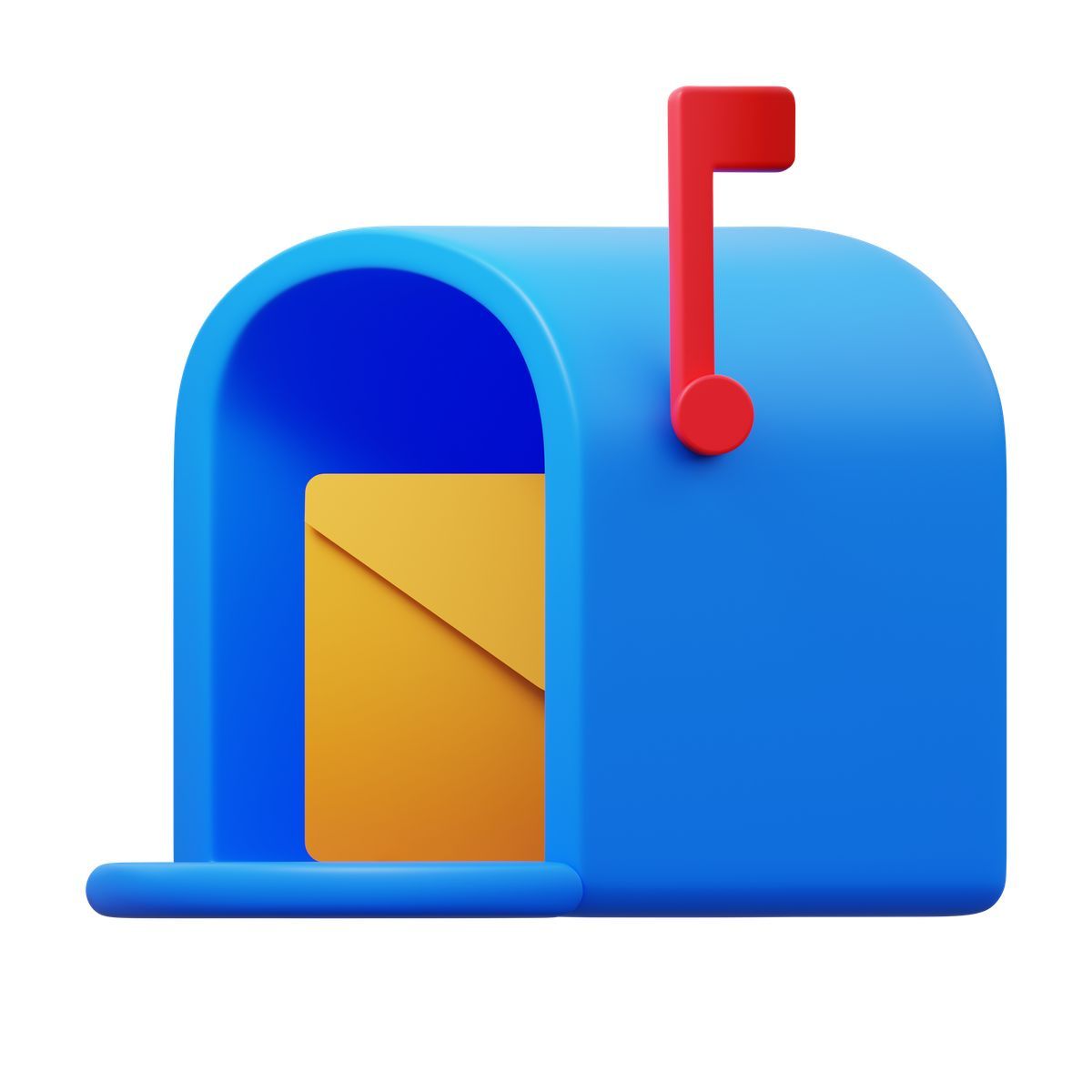 3d fluency style caixa de correio aberta com sinalizador levantado icon