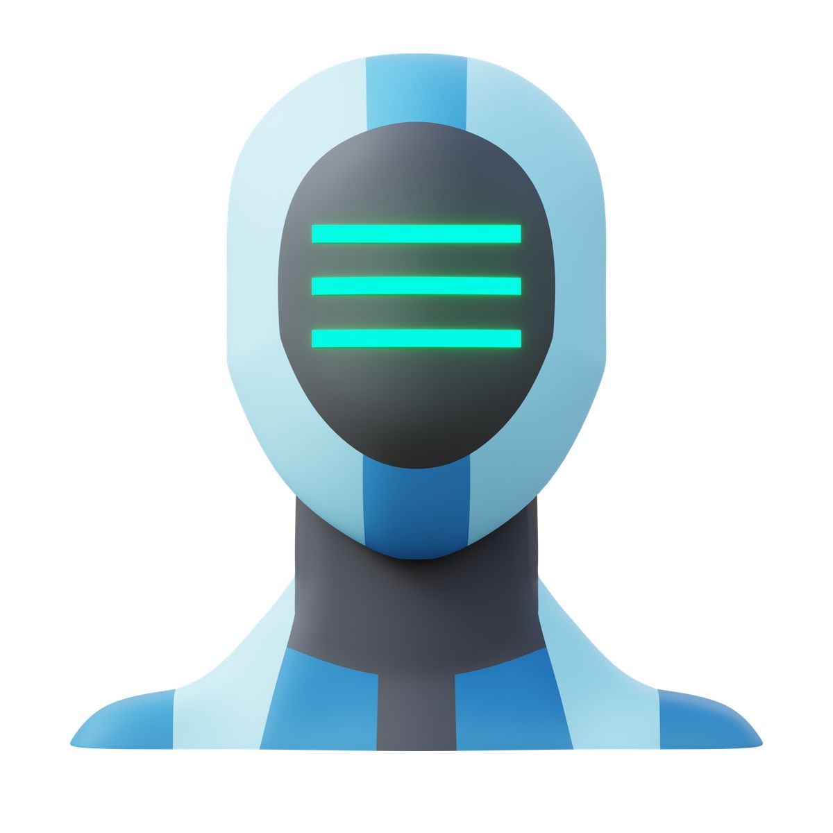 icono robot with three glowing stripes 3d fluency estilo