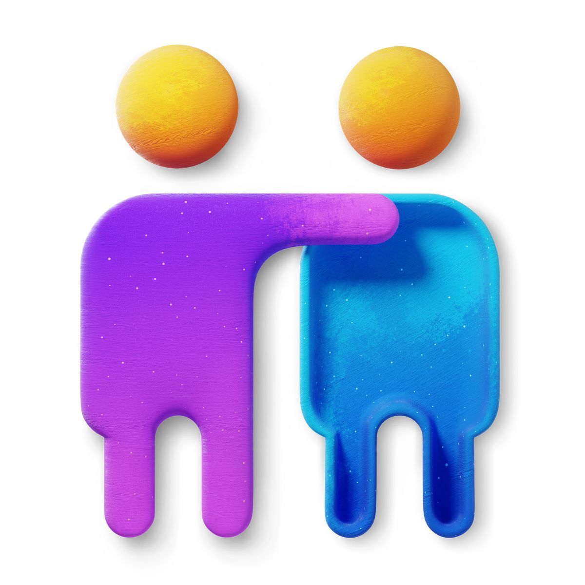 3d fluent style abstract friends hugging icon