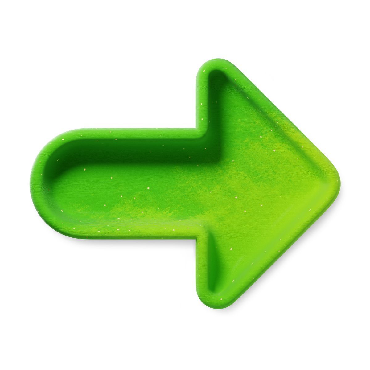 3d fluent 스타일 arrow right direction symbol with bright green textured surface 아이콘