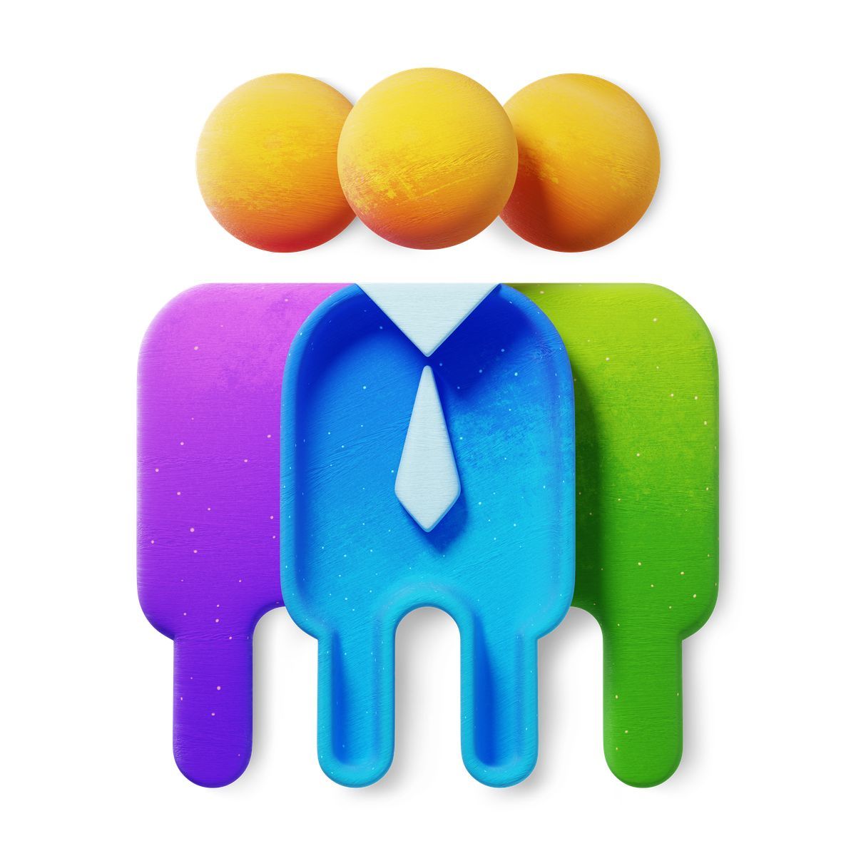 icona business team collaboration with abstract colorful employees 3d fluent stile