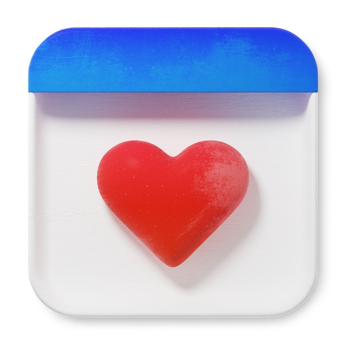 3d fluent 风格 calendar day marked with red heart symbolizing important romantic anniversary 图标