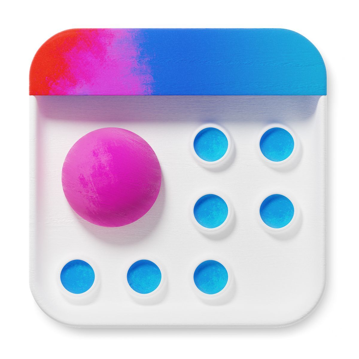 3d fluent 风格 calendar schedule planner icon with colorful header and circular highlights 图标