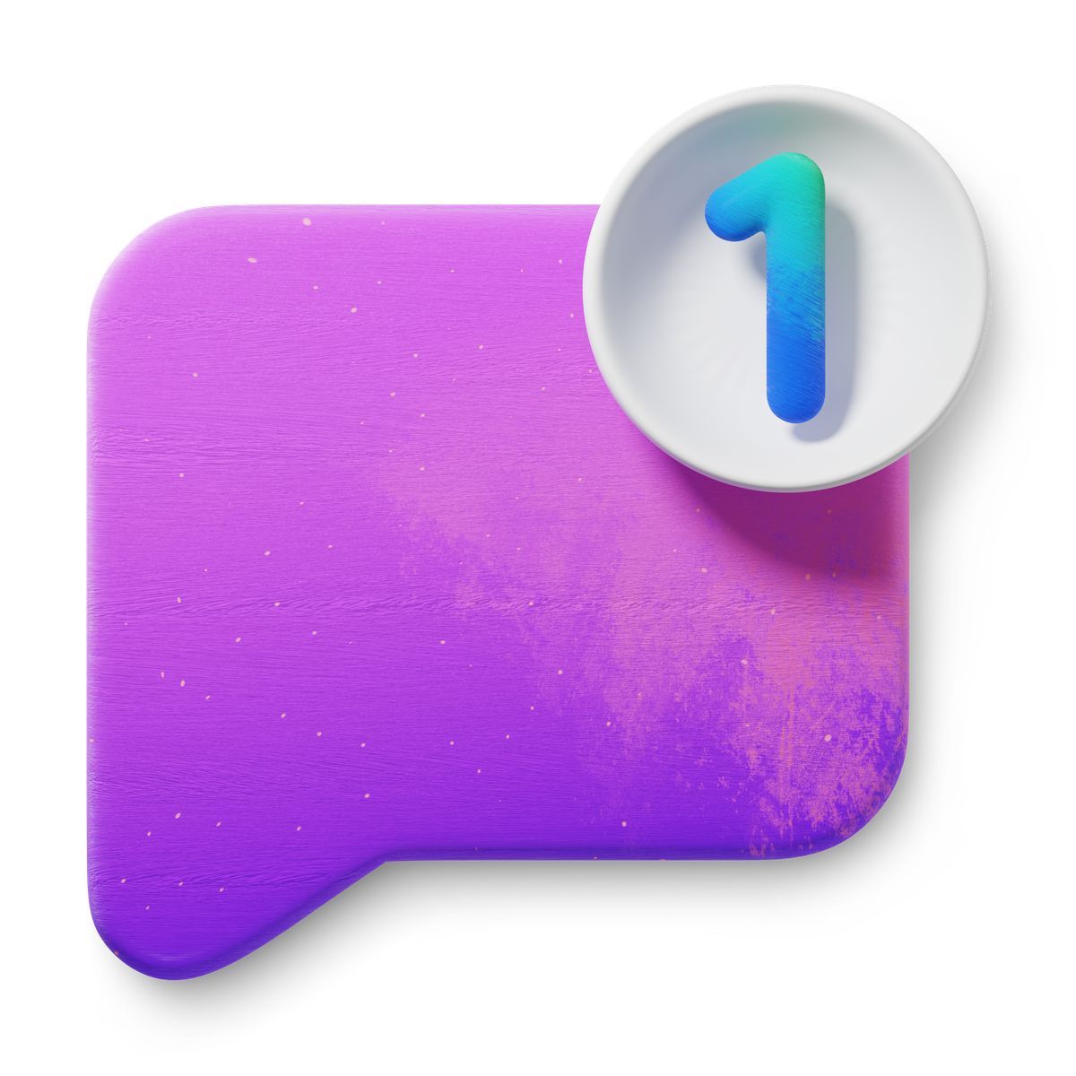 3d fluent スタイル chat notification icon with one unread message for mobile ui アイコン