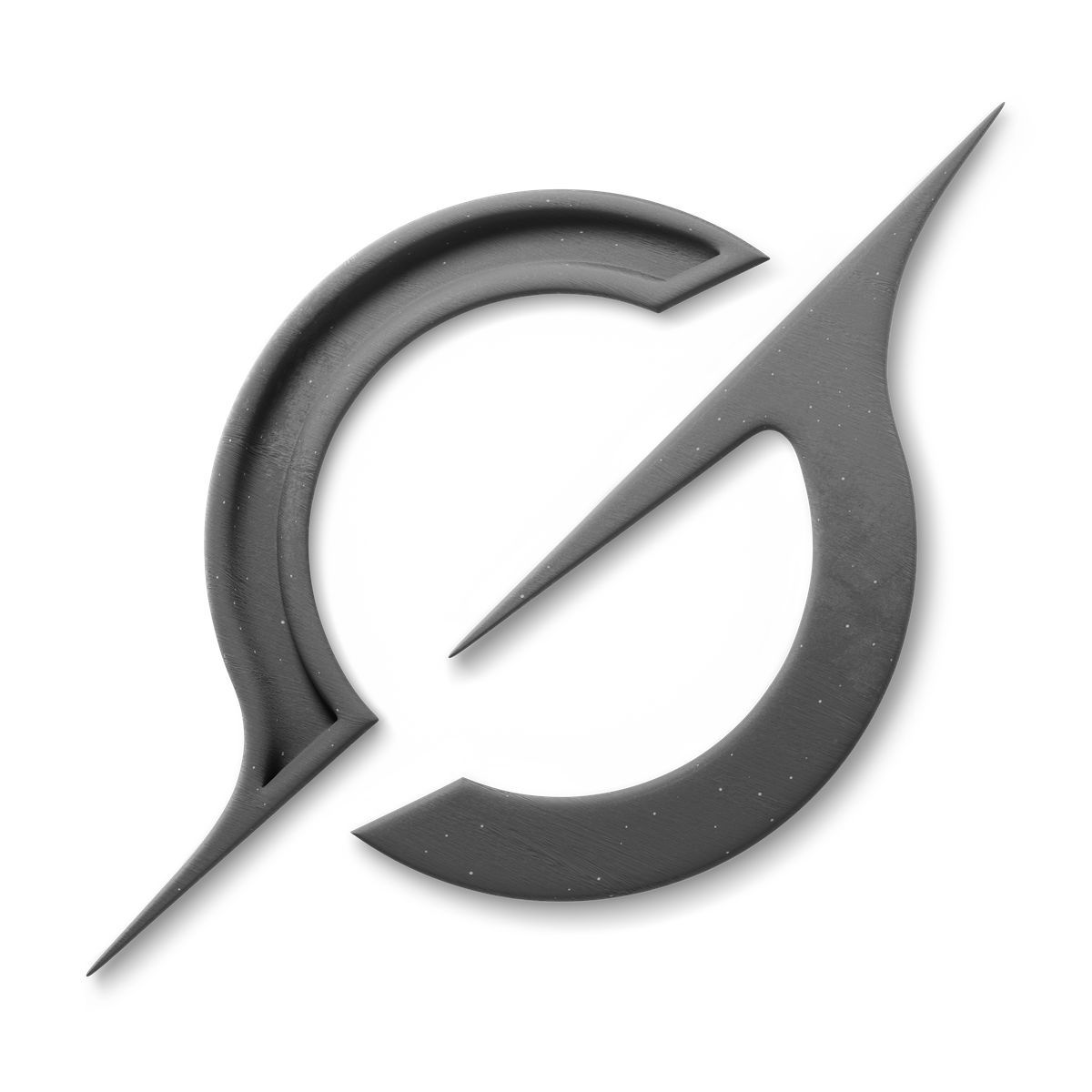 3d fluent style circular grey grok logo with spear shaped diagonal icon