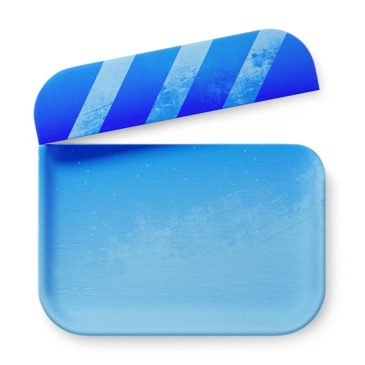 icona blue clapboard for film production 3d fluent stile