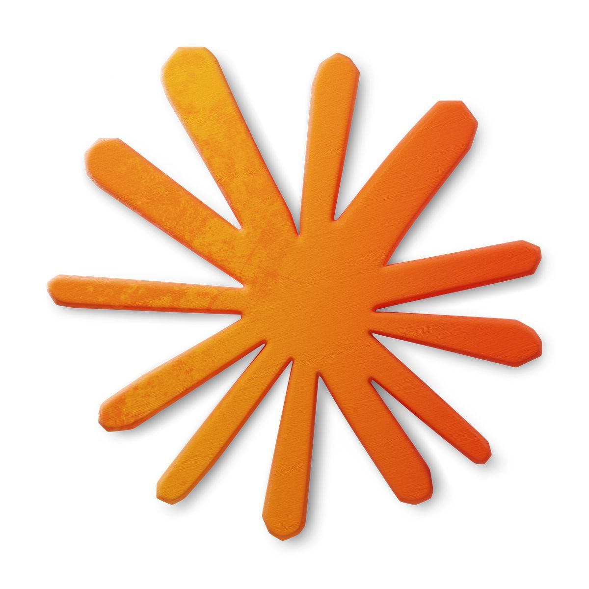 3d fluent style claude logo sunburst shape with textured orange rays icon