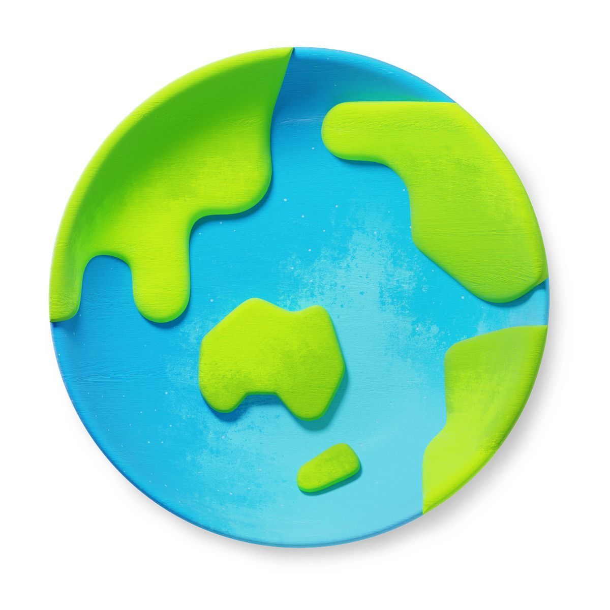 icône colorful earth planet with simplified continents and ocean surface 3d fluent style
