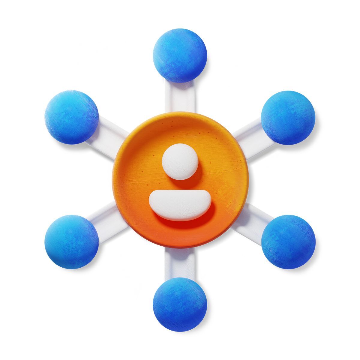3d fluent Stil customer data points linked to central user profile analytics hub Icon