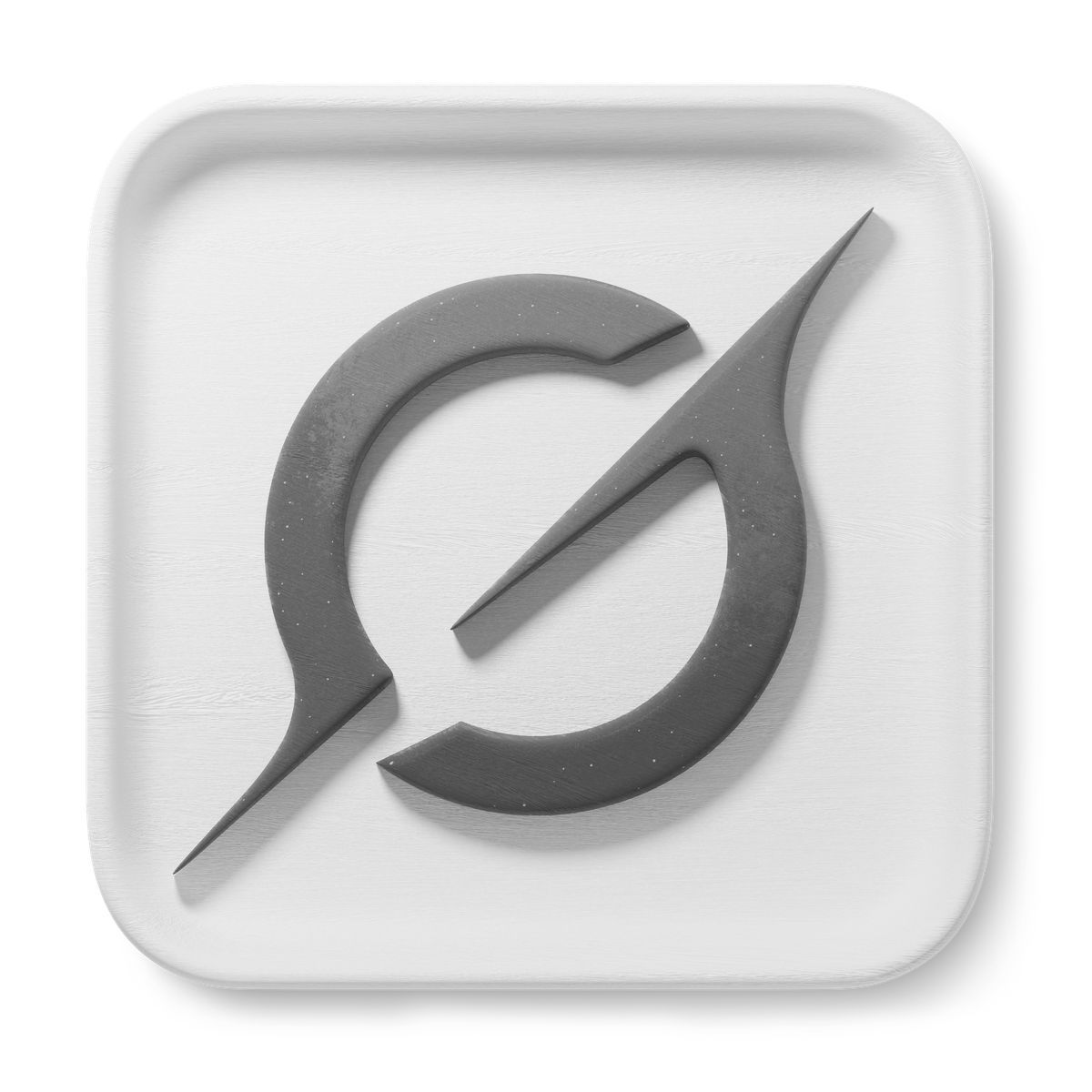 3d fluent style futuristic circular grok logo with crossing diagonal spear detail icon