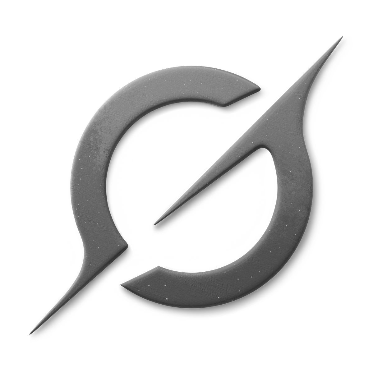 3d fluent style futuristic grok logo ring split by diagonal spike icon