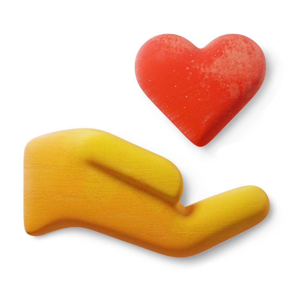 3d fluent style gratitude and kindness with open hand and heart icon