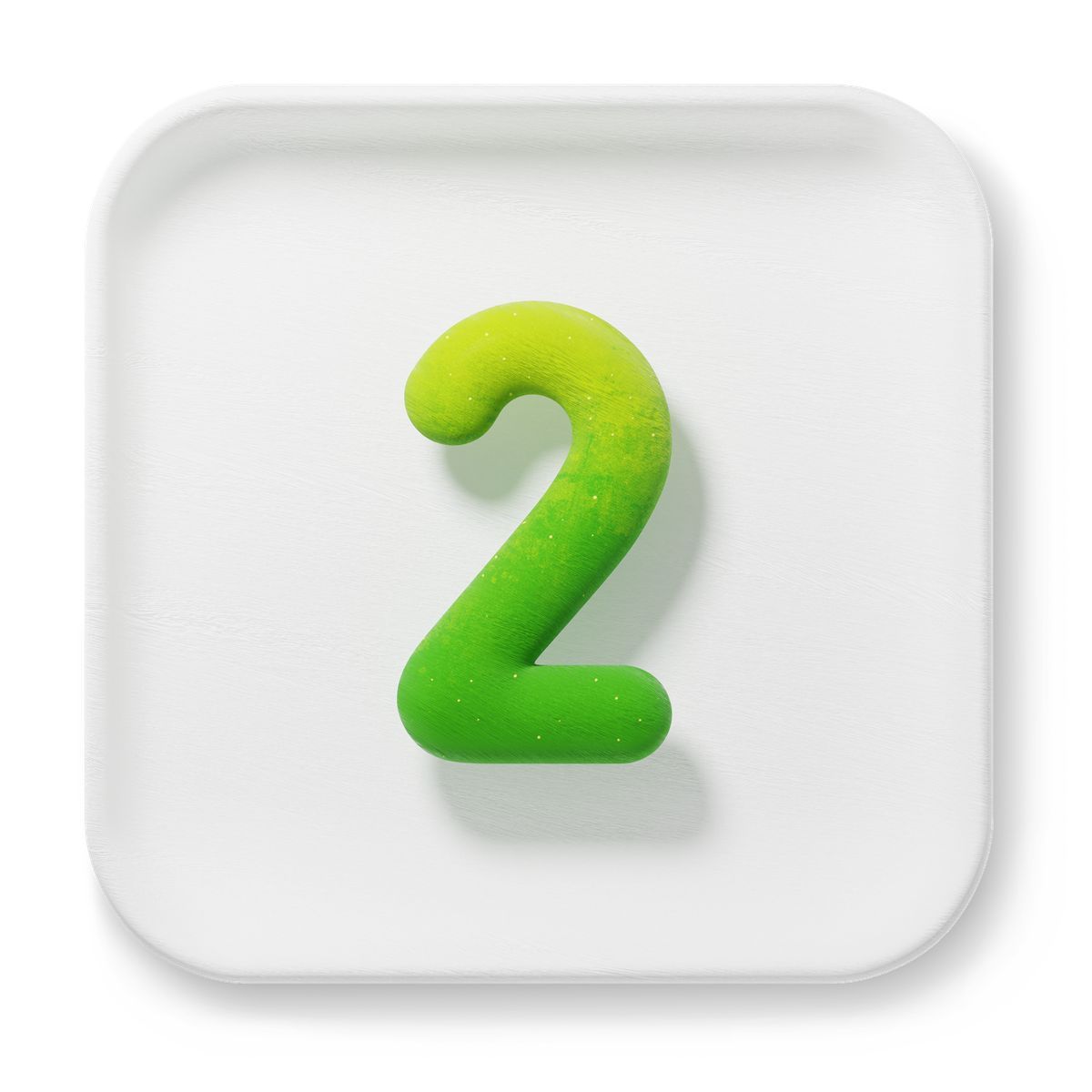 icono green number two icon 3d fluent estilo