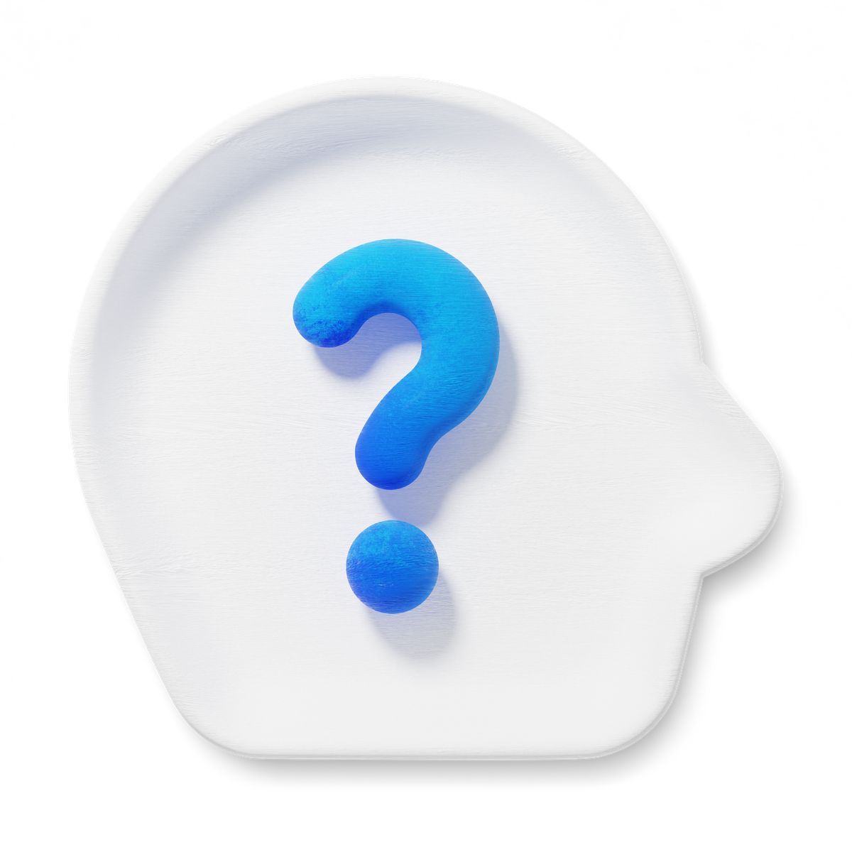 3d fluent 风格 mind shape containing question mark emphasizing problem solving and choices 图标