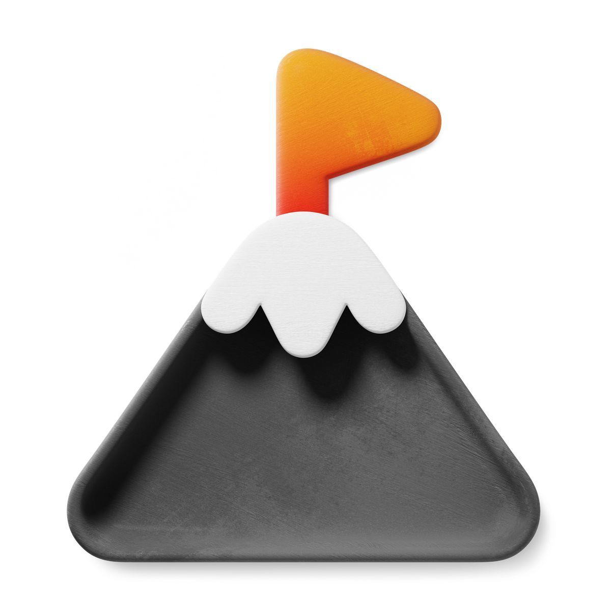 3d fluent スタイル mountain peak summit with snow cap and orange achievement flag アイコン