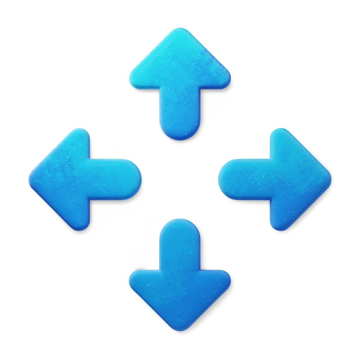 3d fluent 风格 navigation blue arrow symbols indicating movement in four directions 图标