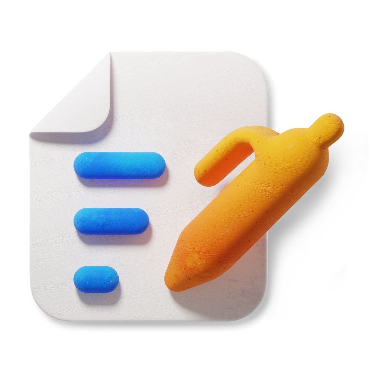 3d fluent style note taking with text document and editing pen icon