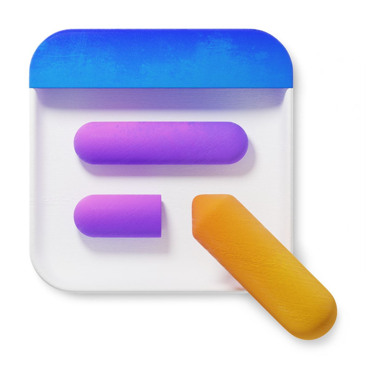 3d fluent 风格 organizer calendar layout with gradient event blocks and writing stylus 图标