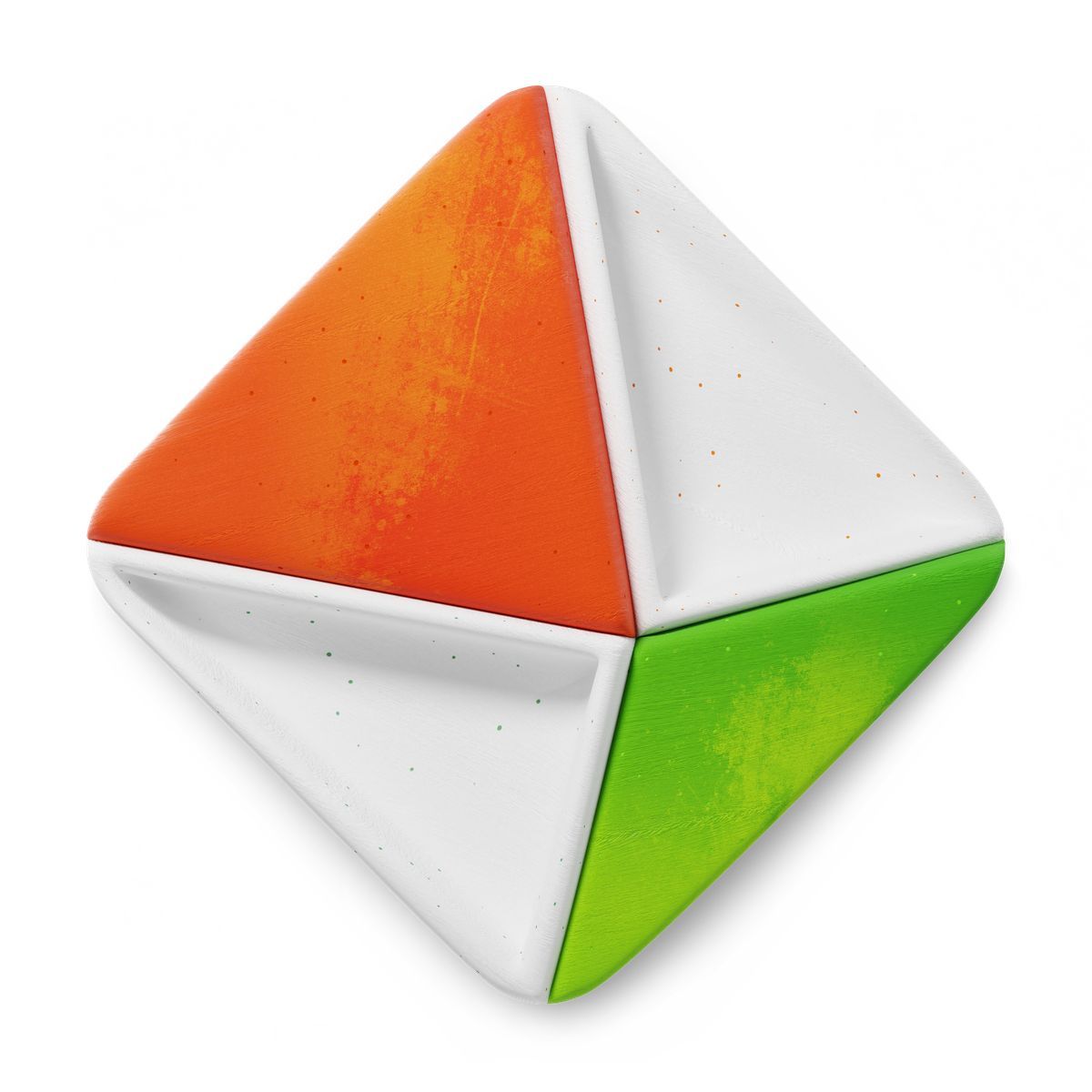 3d fluent スタイル pyramid geometric shape with orange white green triangular faces texture アイコン