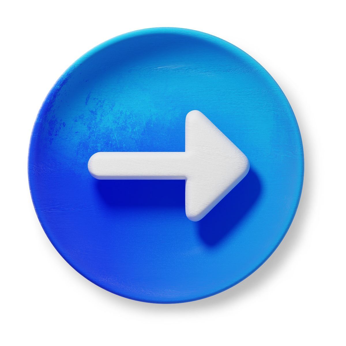 3d fluent スタイル right arrow on blue circular interface button for forward movement アイコン