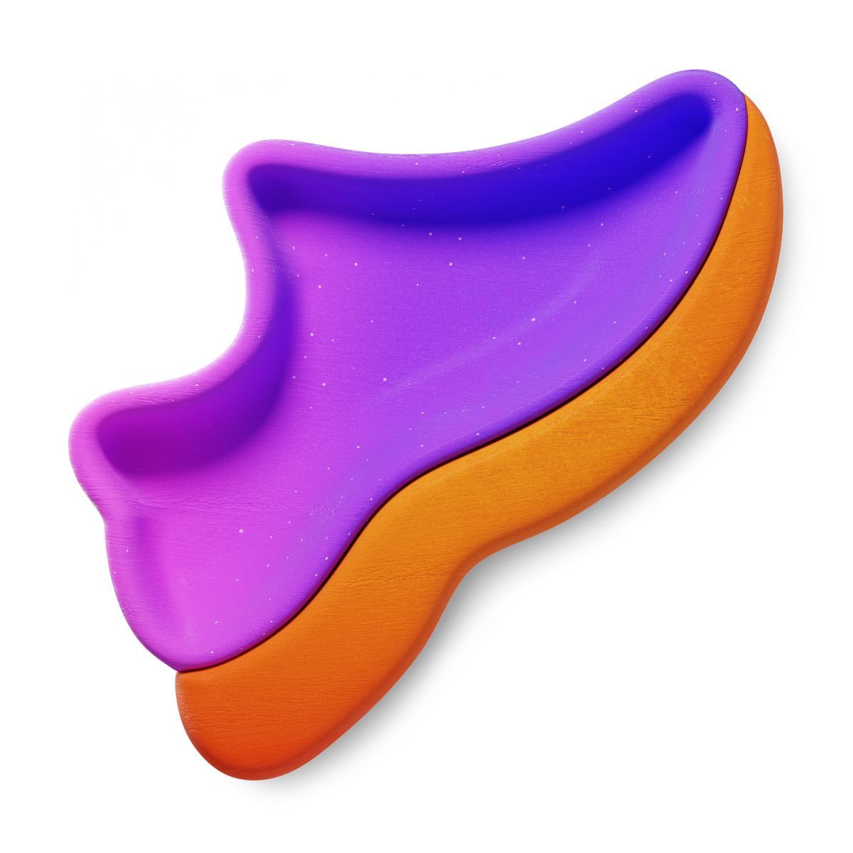 3d fluent 스타일 running shoe minimalist profile with purple cushion and orange outsole 아이콘