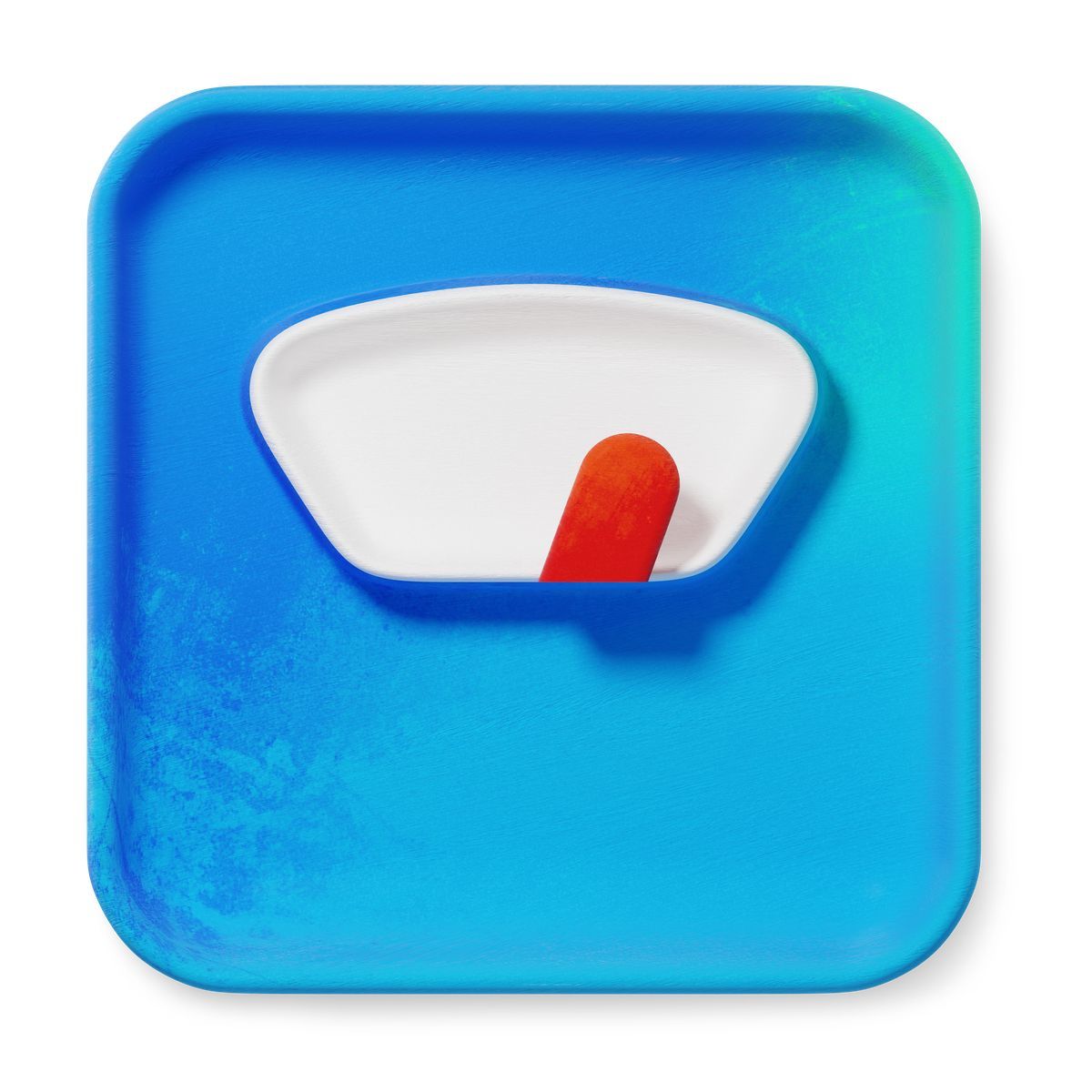 icône scale icon with red pointer on rounded blue square button 3d fluent style