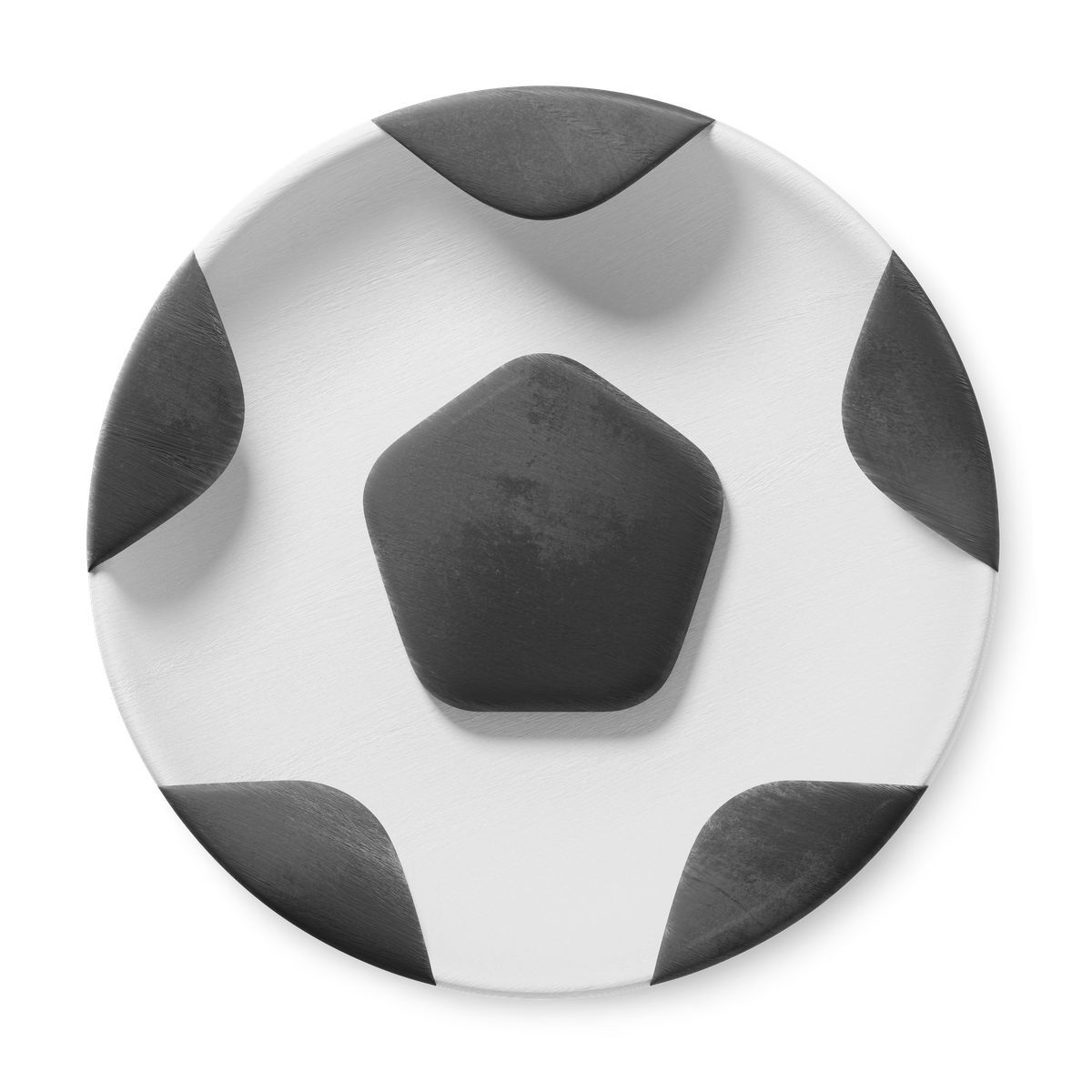 icon soccer ball minimalist round shape with black pentagonal panels 3d fluent estilo
