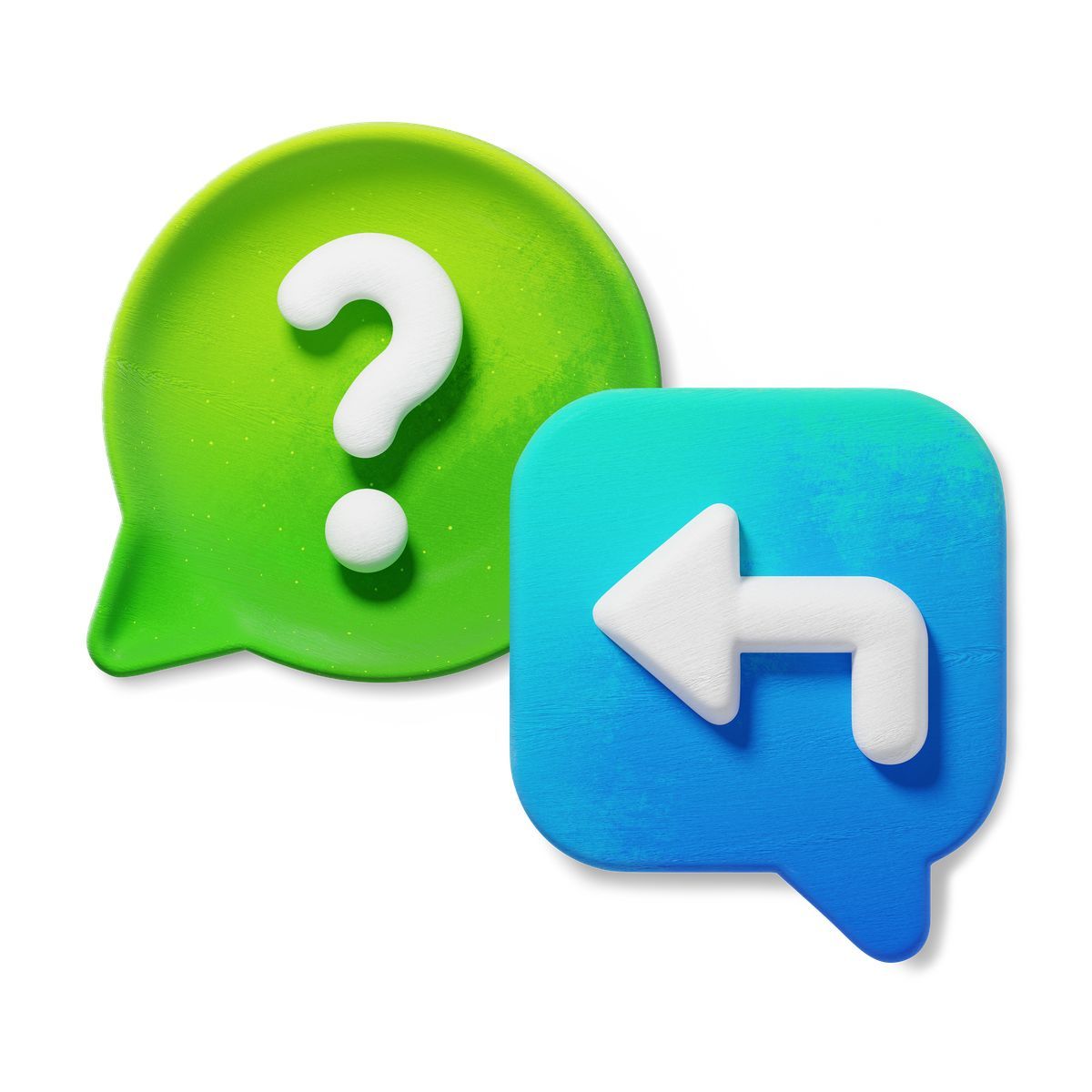 3d fluent 风格 support chat bubble with question mark and answer reply arrow 图标