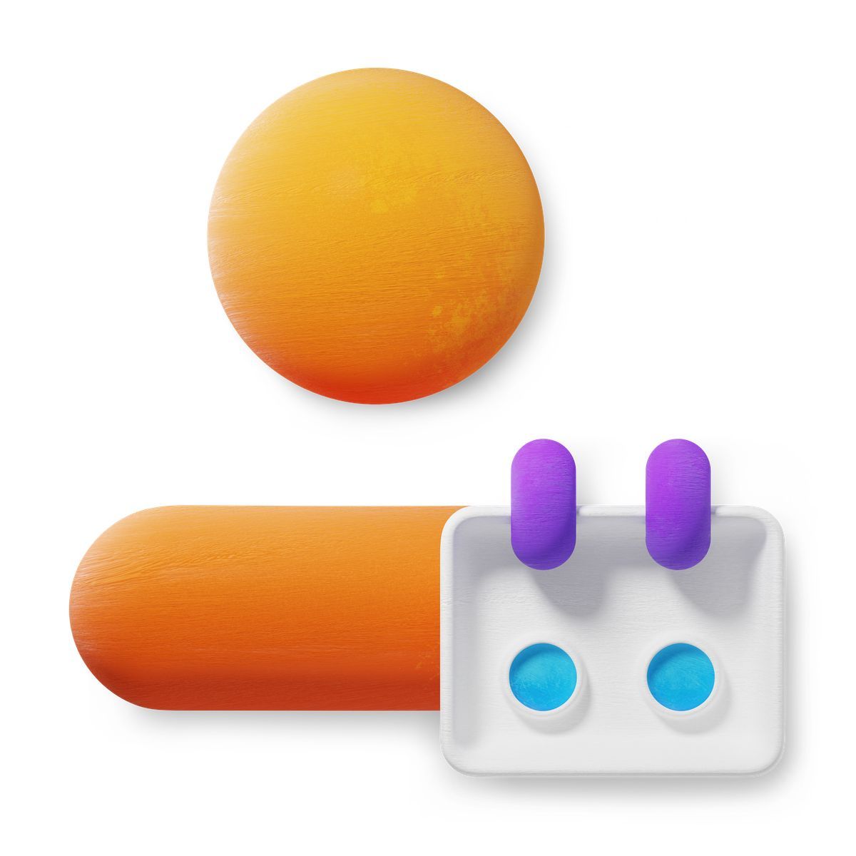 3d fluent 风格 user profile badge with orange head and calendar icon 图标