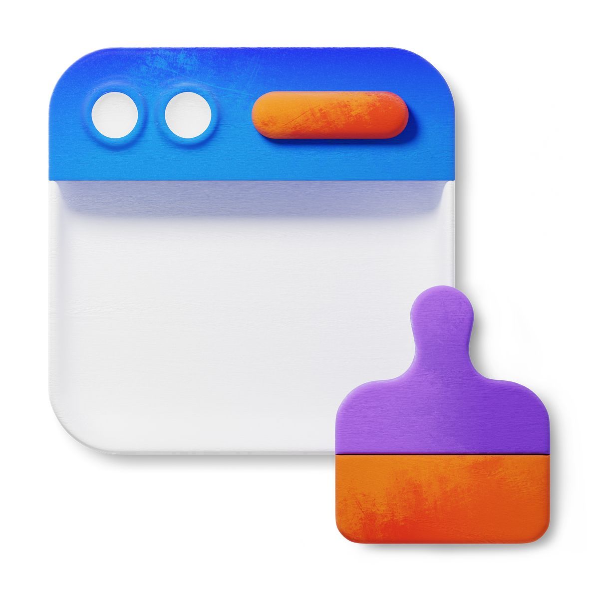 3d fluent スタイル web design with browser window and colorful paint brush アイコン