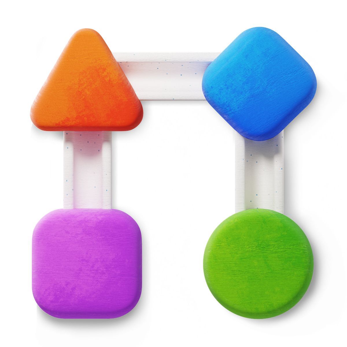 3d fluent style colorful geometric blocks in workflow diagram, creative planning and process flow icon