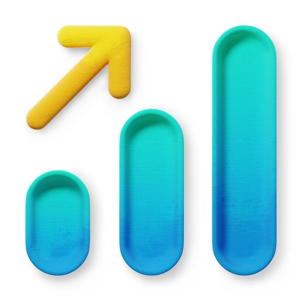 3d fluent style increase chart icon