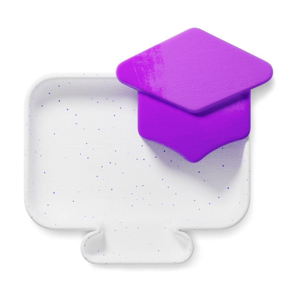 3d fluent style monitor with graduation hat icon