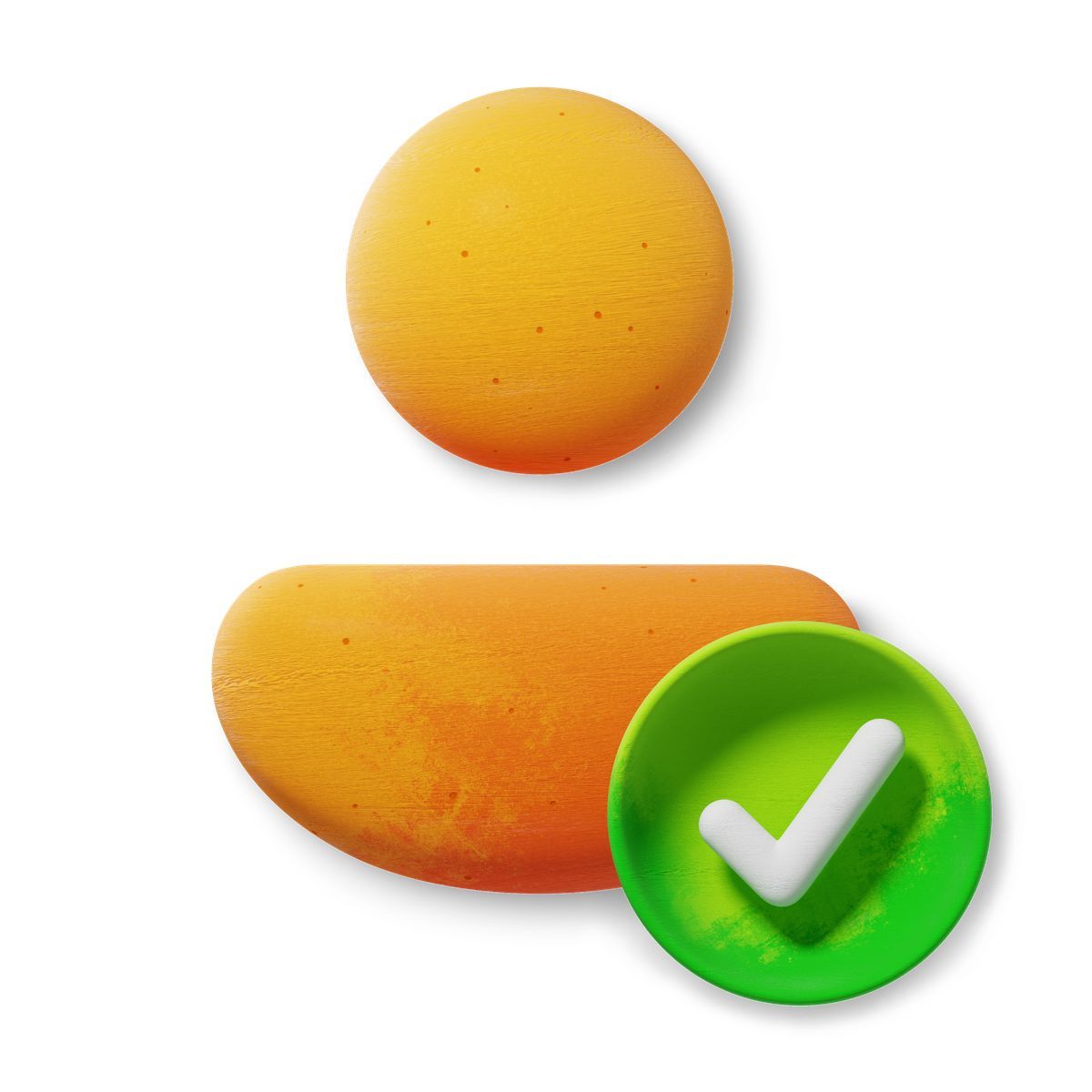 3d fluent style user profile icon with checkmark, account approval and verification icon