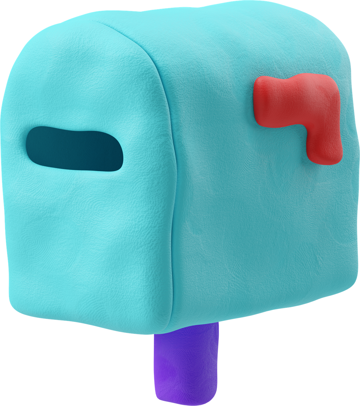 3d plastilina style mailbox closed flag down icon
