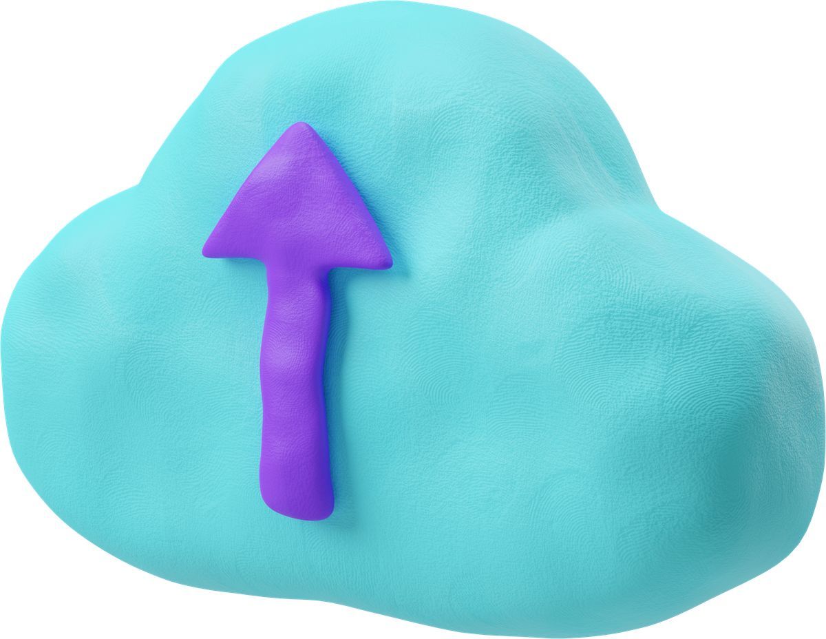 3d plastilina style upload to cloud icon