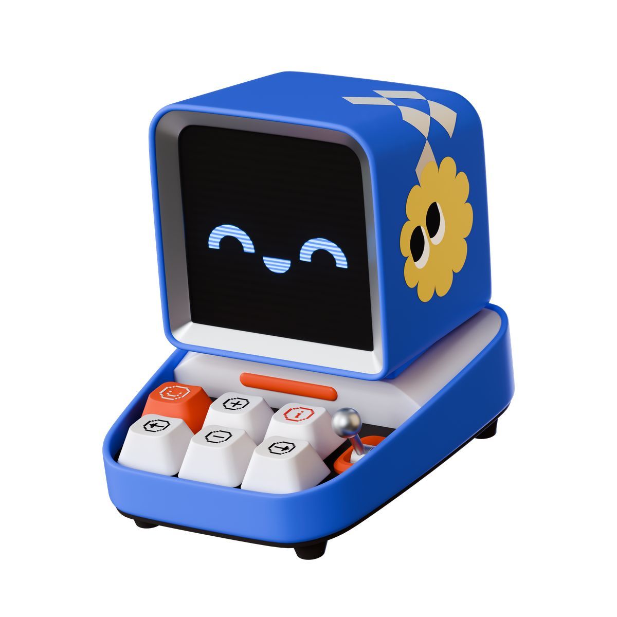 3d stickle style adorable mini retro pc with face icon