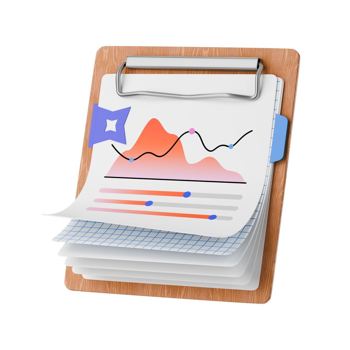 3d stickle スタイル ai analytics report on clipboard アイコン
