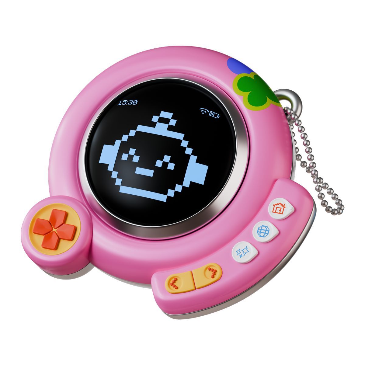 3d stickle style ai assistant gadget with round screen and buttons icon