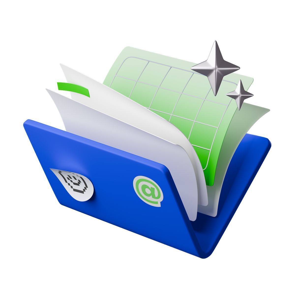3d stickle style ai powered smart document and data organization icon