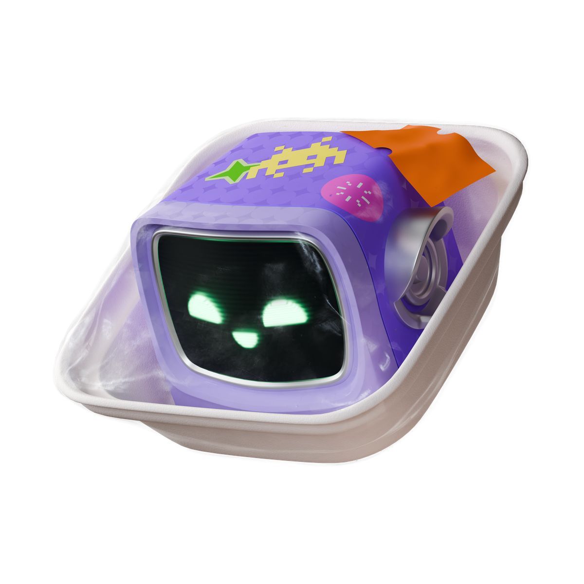 3d stickle 스타일 ai robot assistant in plastic package 아이콘