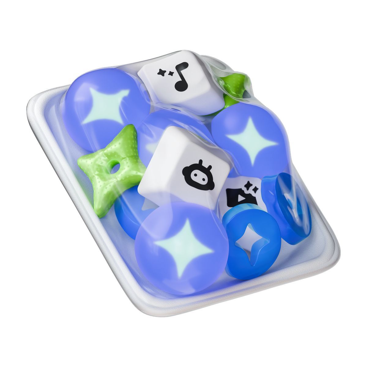3d stickle style ai tools in vacuum package icon